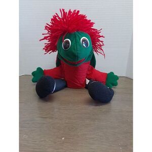 Vtg 1995 American Health Foundation‎ Green Turtle Puppet Red Yarn Hair 12" Tall